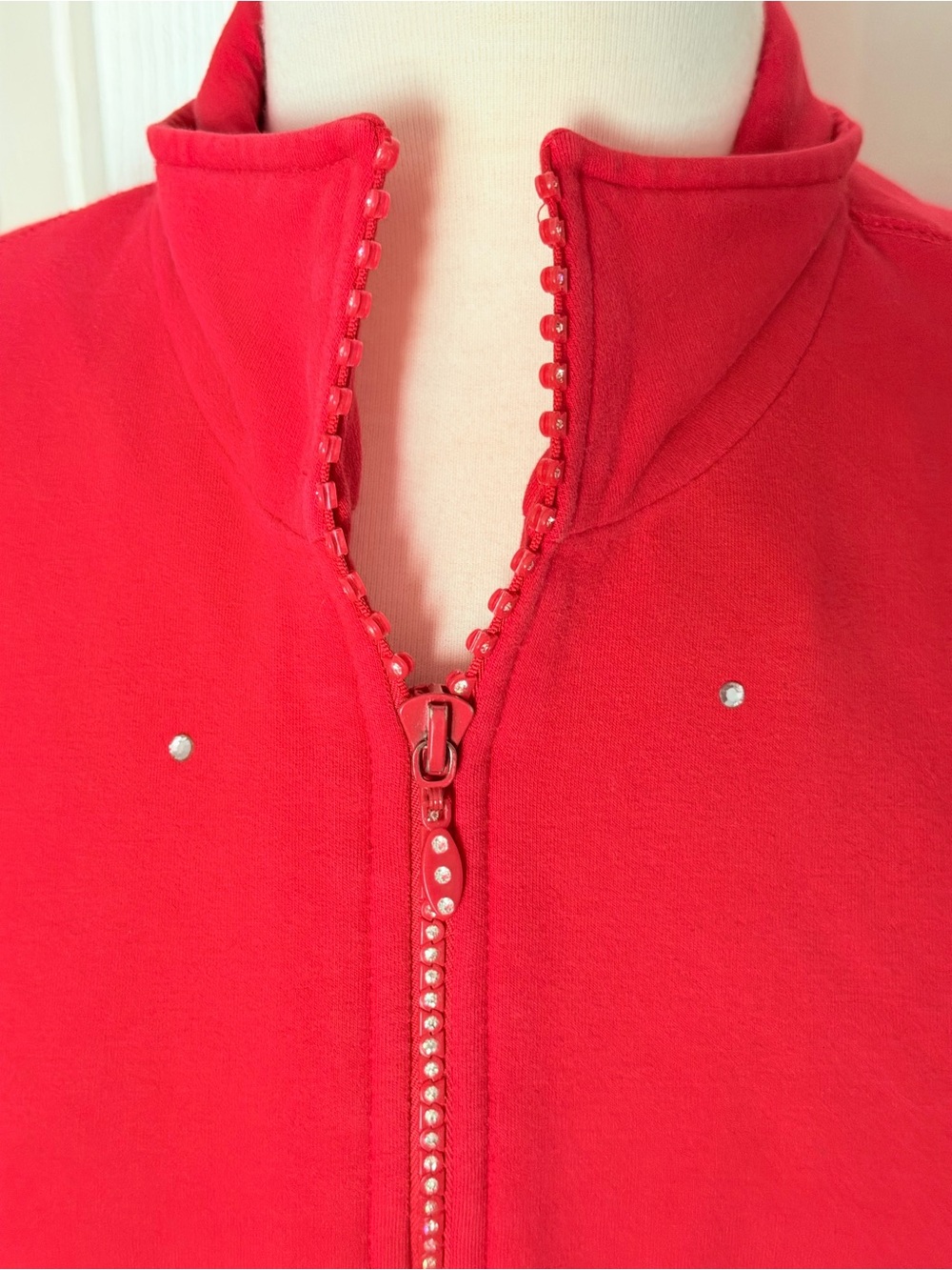 Vintage Quacker Factory Red Rhinestone Zip-Front Jacket - Picture 4 of 10